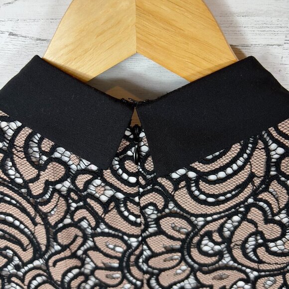 Betsey Johnson Dress Womens SZ 2 Black and Tan Lace with Peter Pan Collar Pinup - Picture 12 of 16